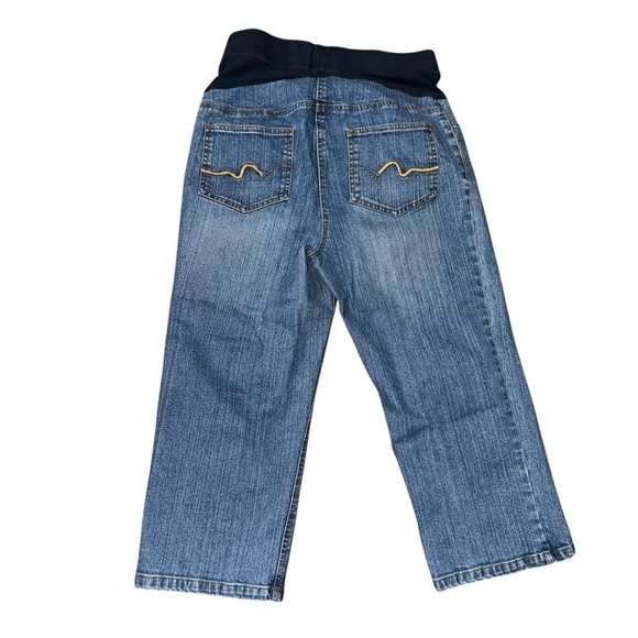 Motherhood Maternity Womens Medium 30 X 21 Blue Wide Leg Denim Capri Jeans - Picture 3 of 9